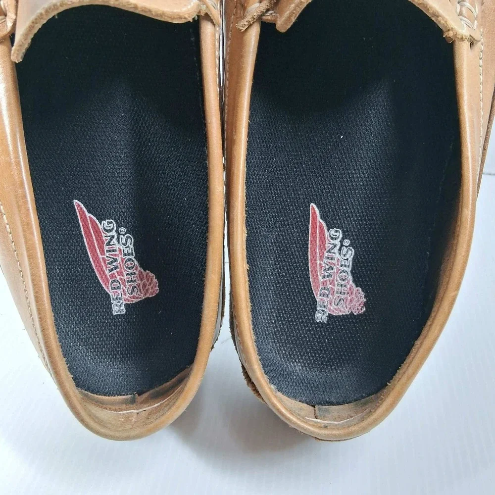 Red Wing Shoes Mens 9.5M Tan Leather Driving‎ Loafers Moc Toe Slip On Brazil